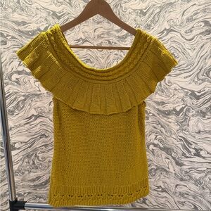 Anthropologie Mustard Off-the-Shoulder Sweater